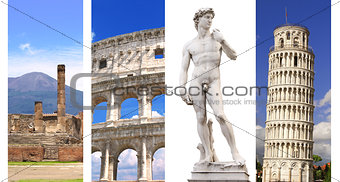 Set banners with landmarks of Italy