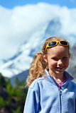 Girl and summer Matterhorh mountain, Alps