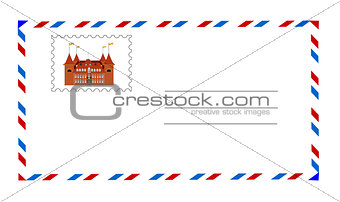 white envelope with postage stamp vector