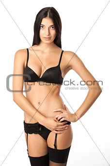 Portrait of a seductive young model in lingerie