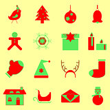 Christmas red and green color icons