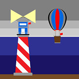 Create lighthouse and balloon at night