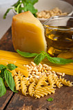 Italian basil pesto pasta ingredients