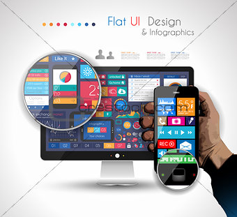UI Flat Design Elements in a modern HD screen 