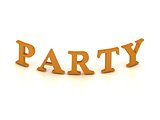 PARTY sign with orange letters 