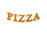 PIZZA sign with orange letters 