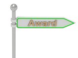 3d rendering of sign with gold "Award"