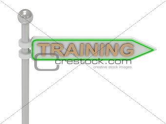 3d rendering of sign with gold "TRAINING"