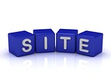 SITE word on blue cubes 