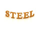 STEEL sign with orange letters 