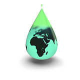 Earth inside green water drop