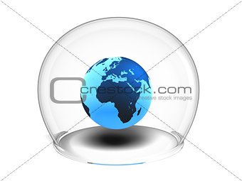 Globe inside glass bowl