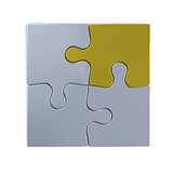 Jigsaw with golden piece