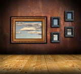 abstract architectural backdrop with frames on wall