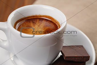 freshly made espresso shot with chocolate