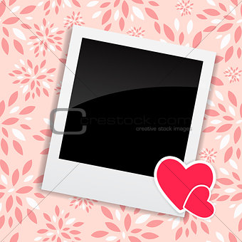 Valentine`s Day Photo Card with Heart Vector Illustration