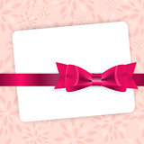 Valentine`s Day Card with Bow and Ribbon Vector Illustration