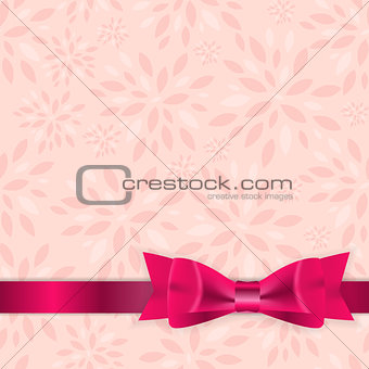 Floral Background with Bow and Ribbon Vector Illustration