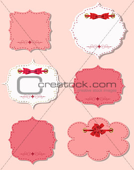 set of different gift cards with  ribbons,  design elements. Vec