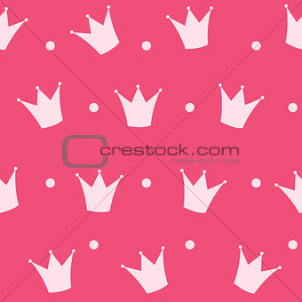 Princess Crown Seamless Pattern Background Vector Illustration.