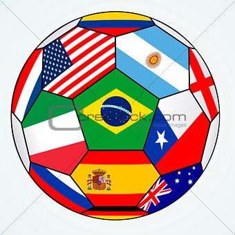 vector soccer with various flags - Brazil 2014