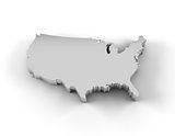USA map 3D silver with clipping path