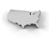 USA map 3D silver with states and clipping path