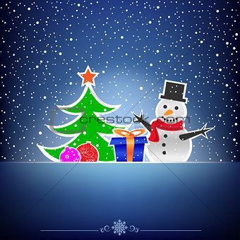 Christmas dark snow blue card
