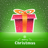 Christmas gift green card with snow around