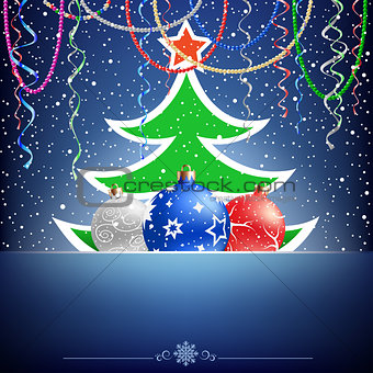 Christmas tree and bauble card