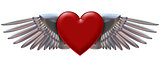 Heart with chromed wings illustration