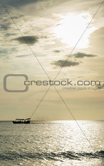 fishing boats at sunset in koh rong Cambodia