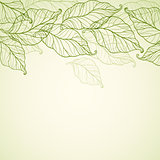  Background with falling green leaves