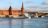 river landscape with Kremlin towers in Moscow