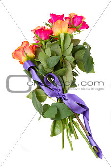 bouquet of  orange and pink roses