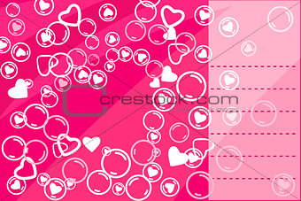 Pink Valentine Card with Heart Silhouettes