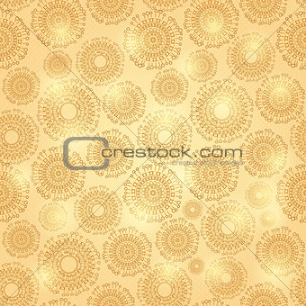 Gold Shiny Seamless Pattern with Round Elements