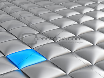 abstract smooth grey metallic cubes with a contrasting blue cube