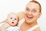 happy father with baby child