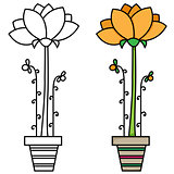 Vector illustration of flowers in a pot