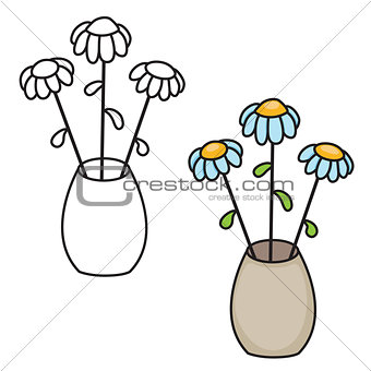 Vector illustration of flowers in a vase