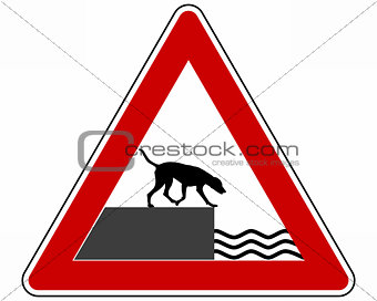 Road ending warning sign for dogs