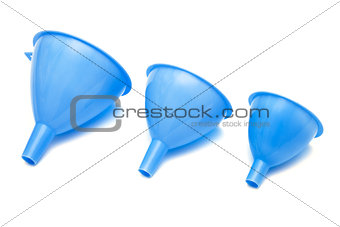 Three blue funnel