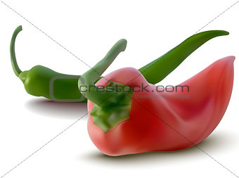 vector red and green peppers