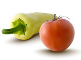 vector illustration of red tomatoe and yellow pepper