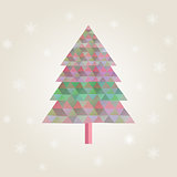 Christmas tree with colorful triangle diamonds illustration