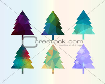 Colorful Diamonds Сhristmas Tree Set illustration
