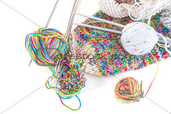 Balls of wool and knitting