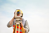 Surveyor engineer taking measurements