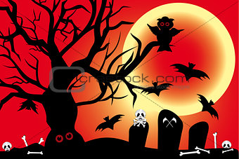 Illustration for Halloween with spooky design elements